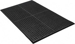 PRO-SAFE - 5' Long x 3' Wide, Dry/Wet Environment, Anti-Fatigue Matting - Black, SBR Rubber with Rubber Base, Beveled on 4 Sides - Exact Industrial Supply