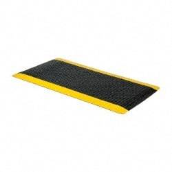 PRO-SAFE - 5' Long x 3' Wide, Dry Environment, Anti-Fatigue Matting - Black with Yellow Borders, Vinyl with Vinyl Sponge Base, Beveled on 4 Sides - Exact Industrial Supply