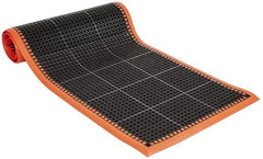 PRO-SAFE - 10' Long x 3' Wide, Dry/Wet Environment, Anti-Fatigue Matting - Black with Orange Borders, Natural Rubber with Rubber Base, Beveled on 4 Sides - Exact Industrial Supply