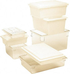 Rubbermaid - Rectangular, White Polyethylene Food Tote Box - 12" High x 18" Wide x 26" Long, with Snap-On Lid - Exact Industrial Supply