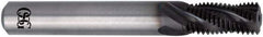 OSG - 7/16-20 UNF, 0.35" Cutting Diam, 3 Flute, Solid Carbide Helical Flute Thread Mill - Internal Thread, 0.725" LOC, 3" OAL, 3/8" Shank Diam - Exact Industrial Supply