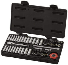 GearWrench - 51 Piece 1/4" Drive Deep Well Socket Set - 6 Points, 3/16" to 9/16" (4mm to 15mm) Range, Inch/Metric Measurement Standard - Exact Industrial Supply