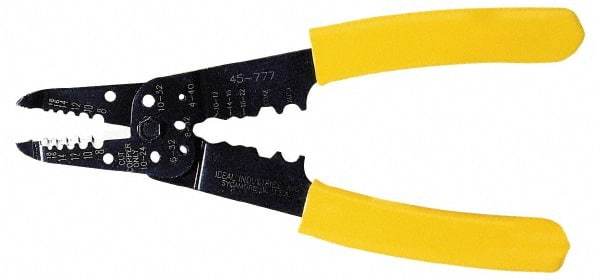 Ideal - 18 to 8 AWG Capacity Wire Stripper/Crimper - 8-3/4" OAL, Plastic Cushion Handle - Exact Industrial Supply