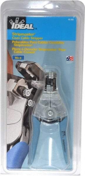 Ideal - RG-6 Max Capacity Automatic Wire Stripper - 7" OAL, Plastic Cushion Handle - Exact Industrial Supply