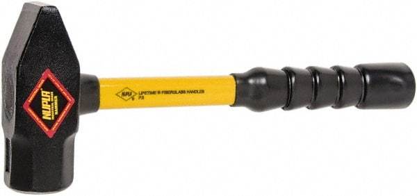 NUPLA - 4 Lb Head Forged Steel Cross Pein Hammer - 14" Fiberglass Handle, 1-3/4" Face Diam, 14" OAL - Exact Industrial Supply