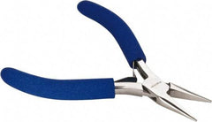 Aven - 4-1/2" OAL, 15/16" Jaw Length x 23/64" Jaw Width, Long Nose Chain Nose Pliers - Smooth Jaw, Standard Head, ESD Cushion Handles, with Spring - Exact Industrial Supply
