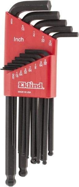 Eklind - 13 Piece L-Key Ball End Hex Key Set - Hex Range 0.05 to 3/8" - Exact Industrial Supply