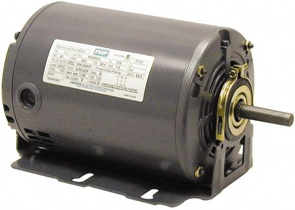 Leeson - 1/2 Max hp, 1,725 Max RPM, Electric AC DC Motor - 115 V Input, Single Phase, 48YZ Frame, Yoke Mount, ODP Enclosure - Exact Industrial Supply