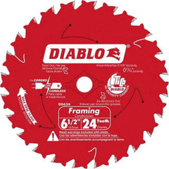 Freud - 6-1/2" Diam, 5/8" Arbor Hole Diam, 24 Tooth Wet & Dry Cut Saw Blade - Carbide-Tipped, Standard Round Arbor - Exact Industrial Supply