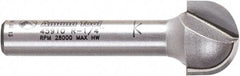 Amana Tool - 1/2" Cut Diam, 3/8" Length of Cut, 2 Flute Core Box Edge Profile Router Bit - Carbide-Tipped, 1/4" Shank Diam, 1-1/2" OAL, Uncoated - Exact Industrial Supply