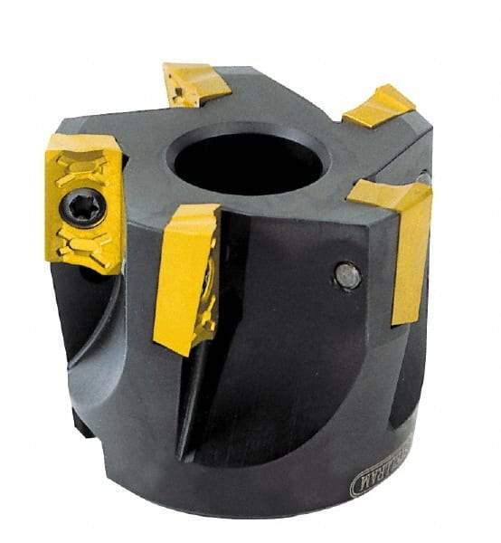 Kennametal - 4" Cut Diam, 1-1/4" Arbor Hole, 0.3" Max Depth of Cut, 42° Indexable Chamfer & Angle Face Mill - 11 Inserts, OD 04 Insert, Right Hand Cut, 11 Flutes, Through Coolant, Series 7745 VOD 04 - Exact Industrial Supply