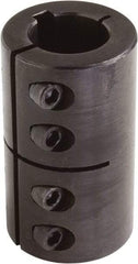 Climax Metal Products - 1-1/4" Inside x 2-1/16" Outside Diam, One Piece Split Clamping Collar with Keyway - 3-1/4" Long x 1/4" Keyway Width x 1/8" Keyway Depth - Exact Industrial Supply