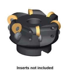 Kennametal - 1.37" Cut Diam, 0.315" Max Depth, 3/4" Arbor Hole, 4 Inserts, RDHX 16... Insert Style, Indexable Copy Face Mill - KDM200 Cutter Style, 1.97" High, Series KDM - Exact Industrial Supply