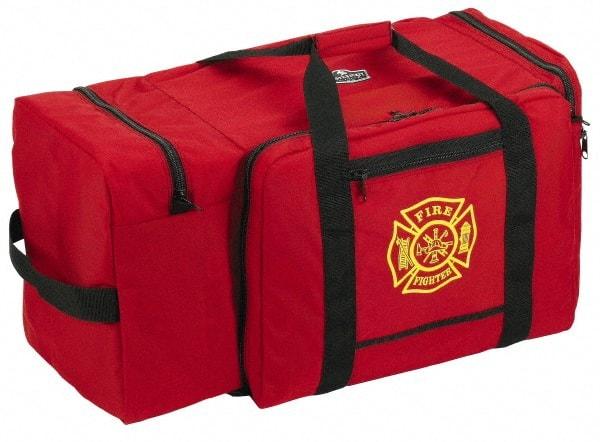 Ergodyne - 3 Pocket, 7,280 Cubic Inch, 1000D Nylon Empty Gear Bag - 21 Inch Wide x 15 Inch Deep x 16 Inch High, Red, Fire and Rescue Logo, Model No. 5005 - Exact Industrial Supply