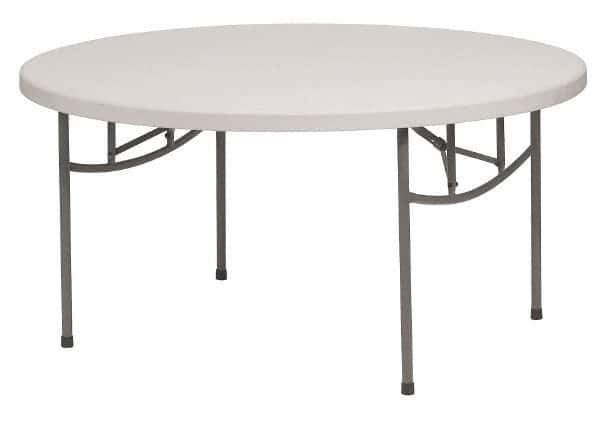 NPS - 29-1/2" High x 60" Diam, Lightweight Folding Table - Light Gray - Exact Industrial Supply