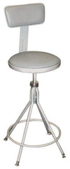 NPS - 16.8" Wide x 16.8" Deep x 24 to 28" High, Fixed Base, Adjustable Height Swivel Stool - Vinyl Seat, Gray - Exact Industrial Supply