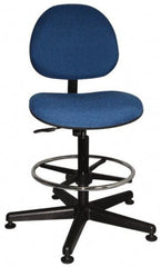 Bevco - Swivel Stool - 18" Wide x 18" Deep, Woven Fabric Seat, Blue - Exact Industrial Supply