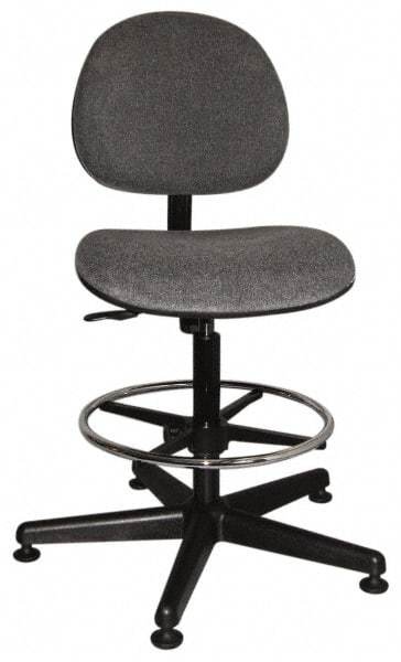 Bevco - Swivel Stool - 18" Wide x 18" Deep, Woven Fabric Seat, Gray - Exact Industrial Supply