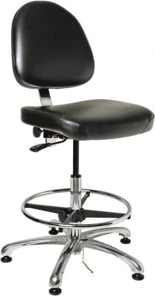 Bevco - ESD Swivel Stool with Back Rest - 20" Wide x 18" Deep, Vinyl Seat, Black - Exact Industrial Supply