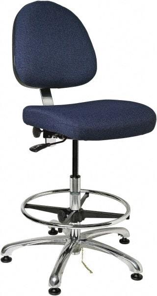 Bevco - ESD Swivel Stool with Back Rest - 20" Wide x 18" Deep, Fabric Mesh Seat, Navy - Exact Industrial Supply