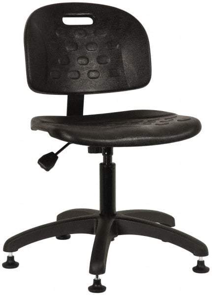 Made in USA - Adjustable Chair - 19-1/4" Wide x 17-1/4" Deep, Polyurethane Seat, Black - Exact Industrial Supply