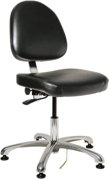 Bevco - ESD Swivel Chair - 20" Wide x 18" Deep, Vinyl Seat, Black - Exact Industrial Supply
