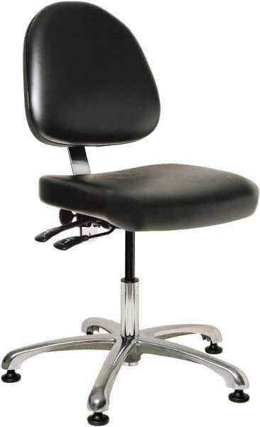 Bevco - Pneumatic Height Adjustable Chair - 20" Wide x 18" Deep, Vinyl Seat, Black - Exact Industrial Supply