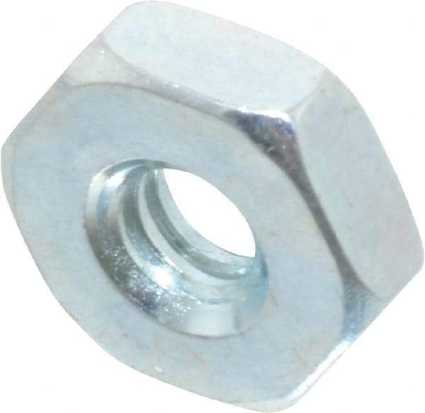 Value Collection - #6-32 UNC Steel Right Hand Hex Nut - 5/16" Across Flats, 7/64" High, Zinc-Plated Finish - Exact Industrial Supply