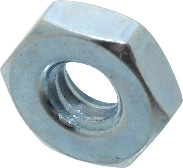 Value Collection - #10-24 UNC Steel Right Hand Hex Nut - 3/8" Across Flats, 1/8" High, Zinc-Plated Finish - Exact Industrial Supply
