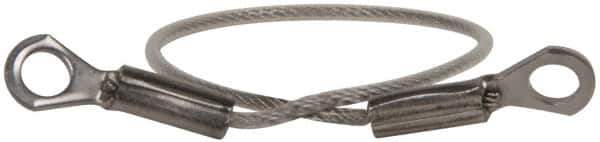 Made in USA - 6" Long, Stainless Steel Cable Eye & Eye End, Quick Release Pin Lanyard - 3/64" Cable Diam, 3/16" Hole Diam, Nylon Cable - Exact Industrial Supply