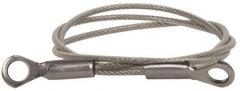 Made in USA - 18" Long, Stainless Steel Cable Eye & Eye End, Quick Release Pin Lanyard - 3/64" Cable Diam, 3/16" Hole Diam, Nylon Cable - Exact Industrial Supply