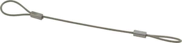 Made in USA - 6" Long, Stainless Steel Cable Loop & Loop End, Quick Release Pin Lanyard - 3/64" Cable Diam, Nylon Cable - Exact Industrial Supply