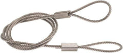 Made in USA - 18" Long, Stainless Steel Cable Loop & Loop End, Quick Release Pin Lanyard - 3/64" Cable Diam, Nylon Cable - Exact Industrial Supply