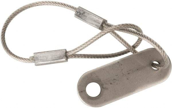 Made in USA - 6" Long, Stainless Steel Cable Loop & Tab with Hole End, Quick Release Pin Lanyard - 3/64" Cable Diam, 13/64" Hole Diam, Nylon Cable - Exact Industrial Supply