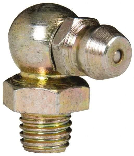 Value Collection - 90° Head Angle, 1/4-28 Steel Standard Grease Fitting - 9.53mm Hex - Exact Industrial Supply
