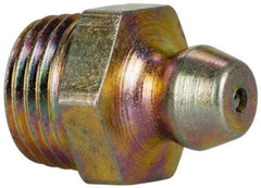 Value Collection - Straight Head Angle, 1/8 NPT Steel Thread-Forming Grease Fitting - 11.11mm Hex - Exact Industrial Supply
