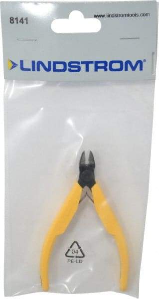 Lindstrom Tool - 4-1/4" OAL, 0.049" Capacity, Full-Flush Diagonal Cutter - 3/8" Jaw Length, Tapered Head, Plastic Ergonomic Handle - Exact Industrial Supply