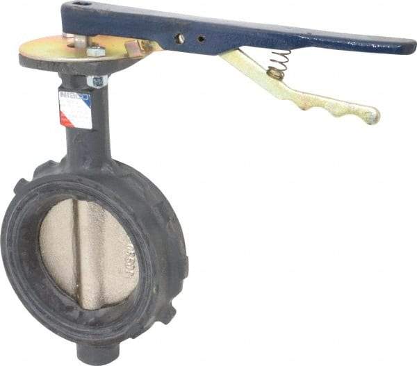 NIBCO - 4" Pipe, Wafer Butterfly Valve - Lever Handle, Ductile Iron Body, Buna-N Seat, 250 WOG, Ductile Iron Disc, Stainless Steel Stem - Exact Industrial Supply