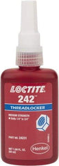 Loctite - 50 mL Bottle, Blue, Medium Strength Liquid Threadlocker - Series 242, 24 hr Full Cure Time, Hand Tool, Heat Removal - Exact Industrial Supply