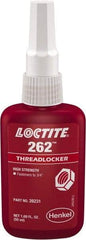 Loctite - 50 mL Bottle, Red, High Strength Liquid Threadlocker - Series 262, 24 hr Full Cure Time, Hand Tool, Heat Removal - Exact Industrial Supply