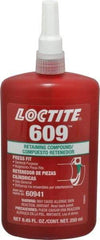 Loctite - 250 mL Bottle, Green, Medium Strength Liquid Retaining Compound - Series 609, 24 hr Full Cure Time, Heat Removal - Exact Industrial Supply