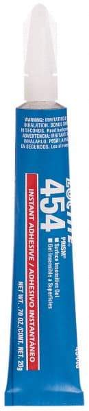 Loctite - 0.70 oz Tube Clear Instant Adhesive - Series 454, 15 sec Fixture Time, 24 hr Full Cure Time, Bonds to Plastic & Rubber - Exact Industrial Supply