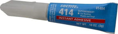 Loctite - 0.11 oz Tube Clear Instant Adhesive - Series 414, 20 sec Fixture Time, 24 hr Full Cure Time, Bonds to Metal, Plastic & Rubber - Exact Industrial Supply