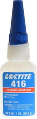 Loctite - 1 oz Bottle Clear Instant Adhesive - Series 416, 30 sec Fixture Time, 24 hr Full Cure Time, Bonds to Metal, Plastic & Rubber - Exact Industrial Supply