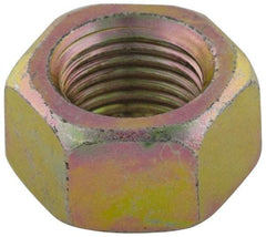 Value Collection - 3/8-16 UNC Steel Right Hand Hex Nut - 9/16" Across Flats, 21/64" High, Zinc Yellow Dichromate Finish - Exact Industrial Supply
