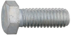 Made in North America - 1/2-13 UNC, 2" Length Under Head Hex Head Cap Screw - Partially Threaded, Grade 5 Steel, Zinc-Plated Finish, 3/4" Hex - Exact Industrial Supply