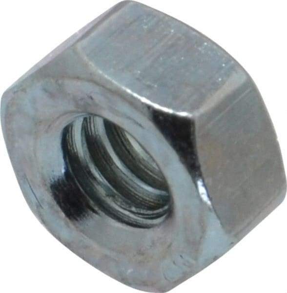 Value Collection - 1/4-20 UNC Steel Right Hand Hex Nut - 7/16" Across Flats, 7/32" High, Zinc-Plated Finish - Exact Industrial Supply