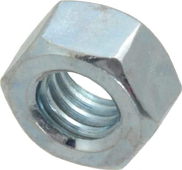 Value Collection - 5/16-18 UNC Steel Right Hand Hex Nut - 1/2" Across Flats, 17/64" High, Zinc-Plated Finish - Exact Industrial Supply