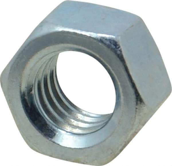 Value Collection - 3/8-16 UNC Steel Right Hand Hex Nut - 9/16" Across Flats, 21/64" High, Zinc-Plated Finish - Exact Industrial Supply