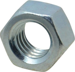Value Collection - 3/8-16 UNC Steel Right Hand Hex Nut - 9/16" Across Flats, 21/64" High, Zinc-Plated Finish - Exact Industrial Supply